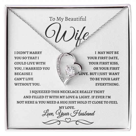 To My Beautiful Wife-Forever Love Necklace-Wh/Bl