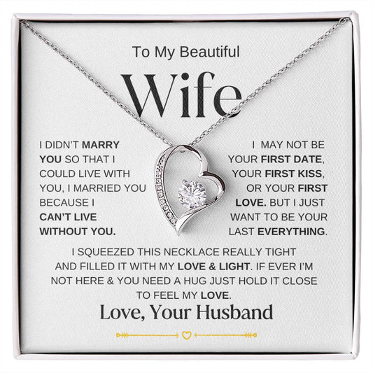 To My Beautiful Wife-Forever Love Necklace Wh/Bl V.1